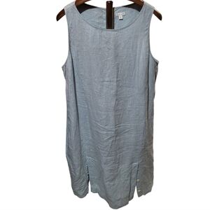 J. Jill Love Linen Blue Sleeveless Dress With Button Details Size XL